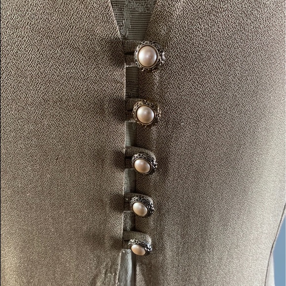 Champagne dress w/ damask insert ,18 - Picture 5 of 10